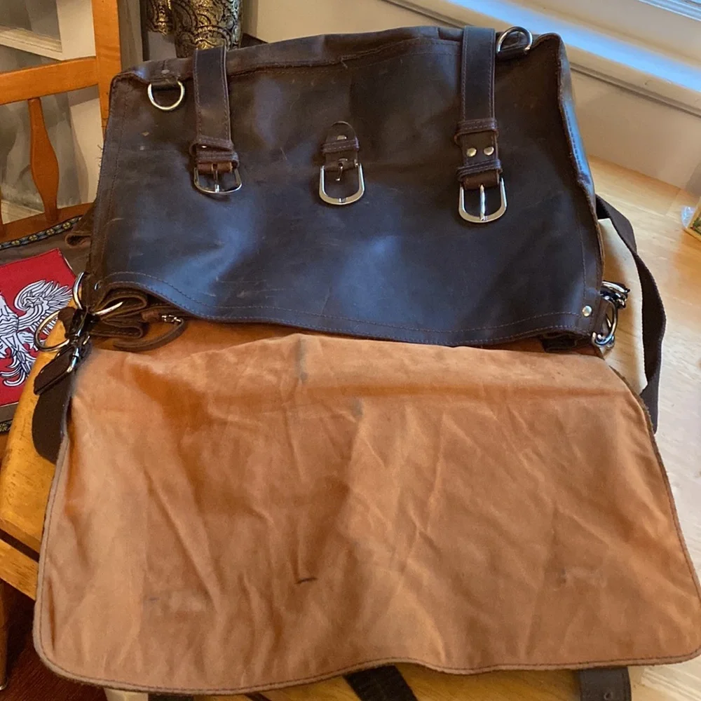 Kattee leather vintage briefcase 17x14x8”
